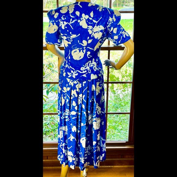 ▪️VTG▪️MAGGY LONDON▪️80's Floral Scroll Jacquard Silk 2-Piece Pleated Skirt Set - Picture 2 of 11